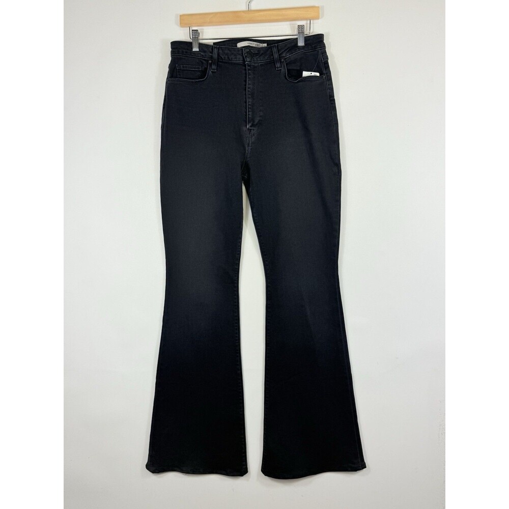 NEW‎ Hudson Jeans Womens 31 Black Vintage Wash Holly High Rise Flare Wide Cuff